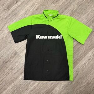 VTG Grand Prix Kawasaki Racing Pit Crew USA  Men Short Sleeve Button Up Shirt XS